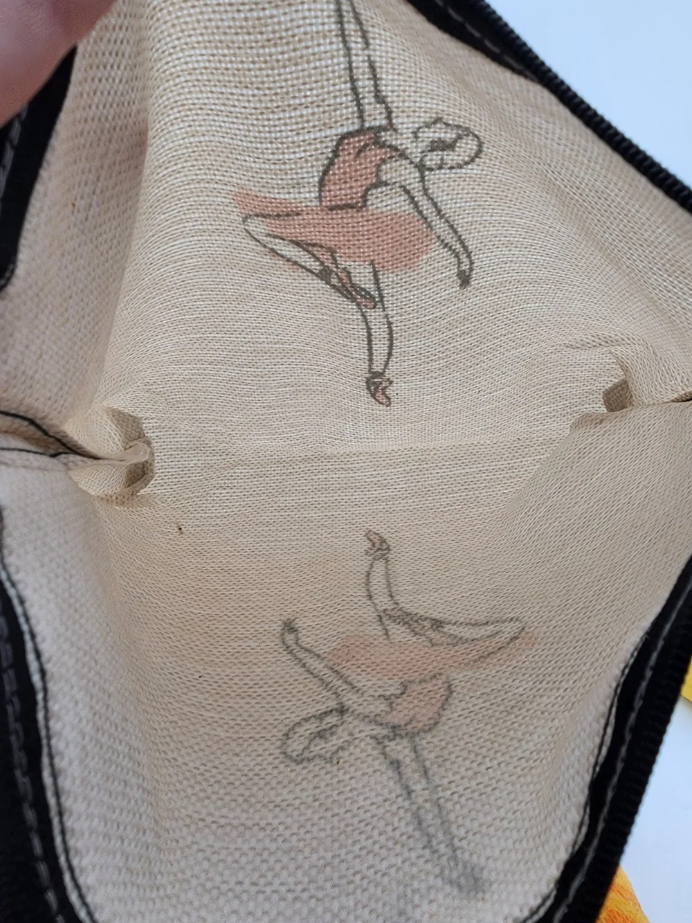 Canvas Ballet Dancer Zip Pouch - Cream with Pink Accent